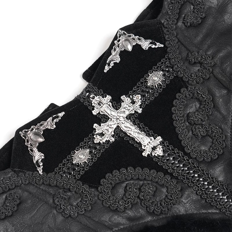DEVIL FASHION Women's Gothic Crochet Lace-up Cross&Eyes Underbust Corset