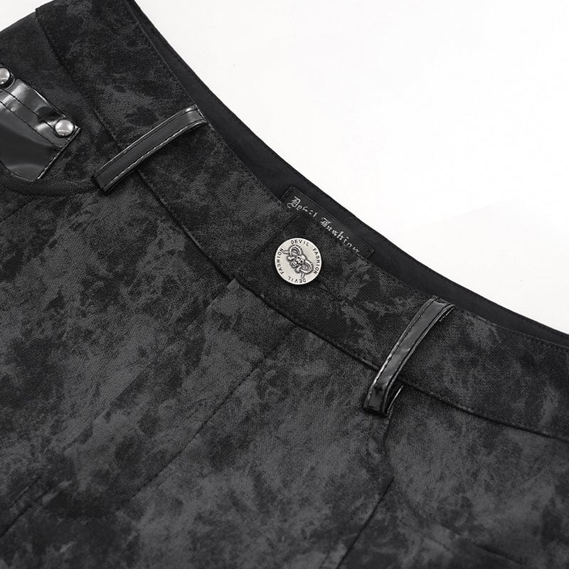 DEVIL FASHION Women's Gothic Cutout Buckles Pants