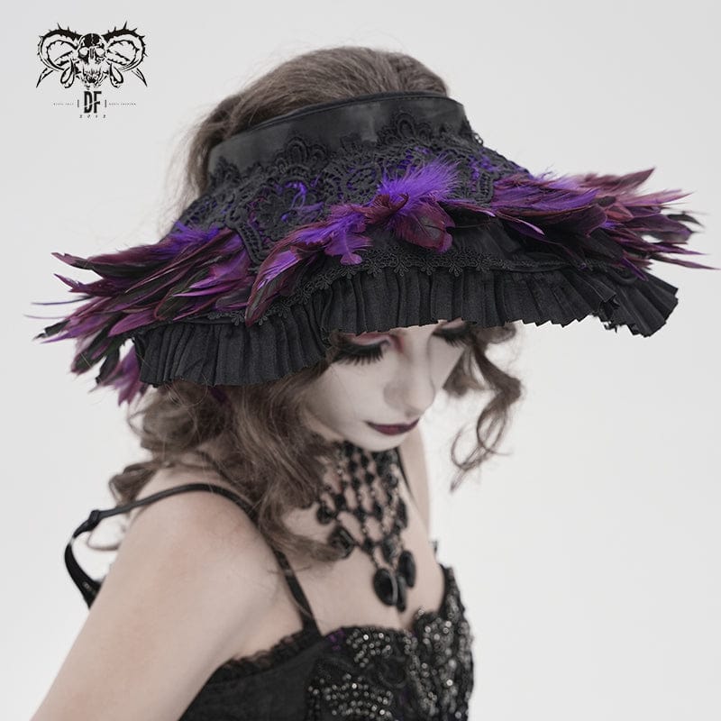 DEVIL FASHION Women's Gothic Decal Feather Hat
