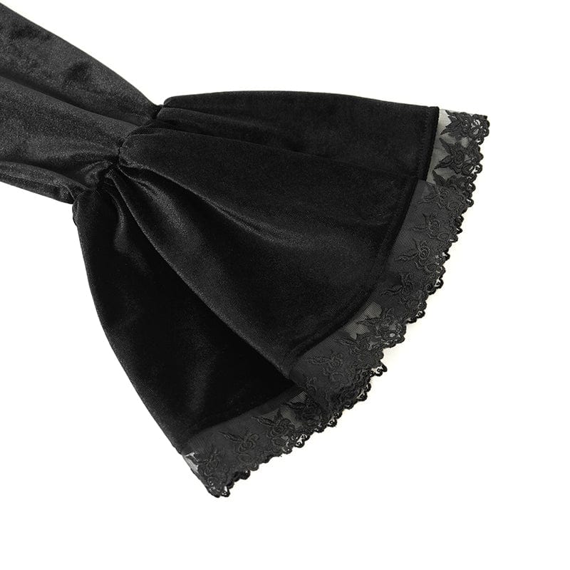 DEVIL FASHION Women's Gothic Flared Sleeved Ruffled Swallow-tailed Shirt Black