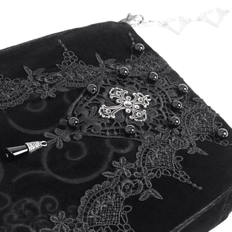 DEVIL FASHION Women's Gothic Floral Embroidered Beaded Bag