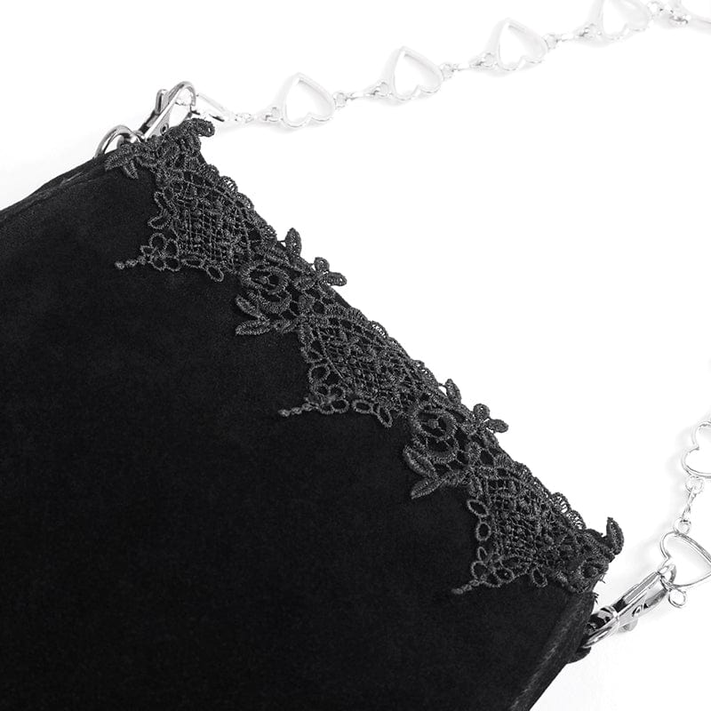 DEVIL FASHION Women's Gothic Floral Embroidered Beaded Bag