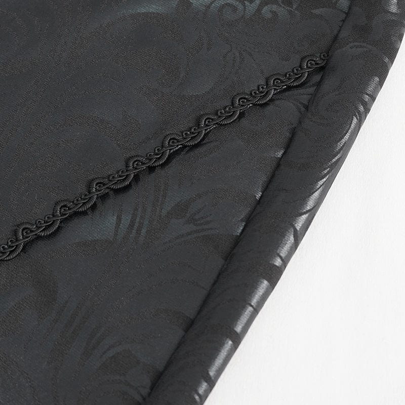 DEVIL FASHION Women's Gothic Floral Embroidered Mesh Splice Leggings