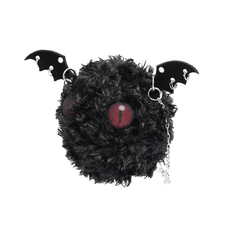 DEVIL FASHION Women's Gothic Fluffy Little Bat Chain Bag