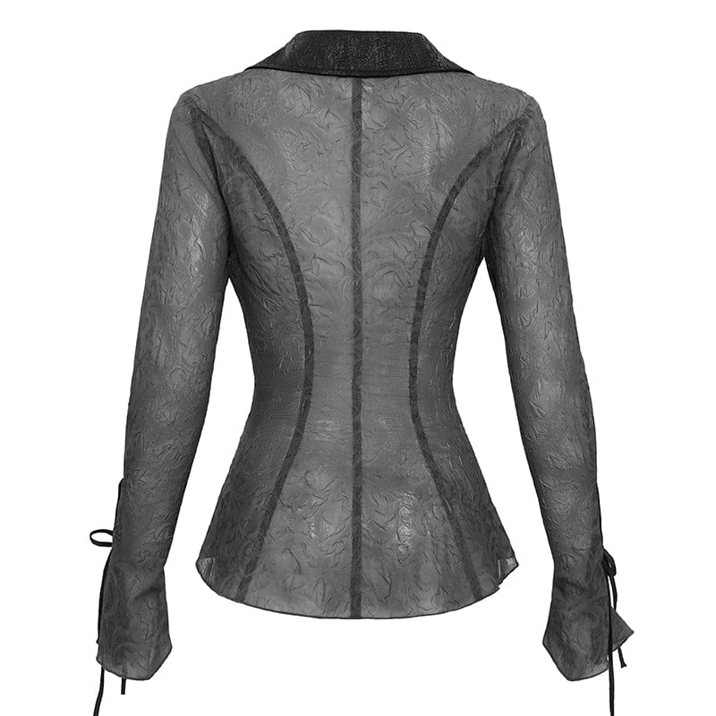 DEVIL FASHION Women's Gothic Irregular Lace-up Shirt