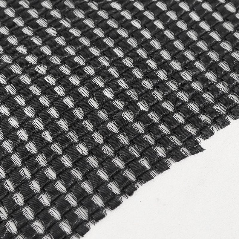 DEVIL FASHION Women's Gothic Irregular Mesh Splice Buckle Skirt Black