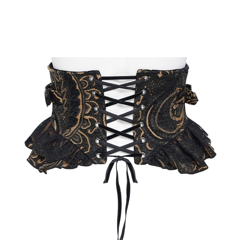 DEVIL FASHION Women's Gothic Jacquard Lace-up Zipper Girdle