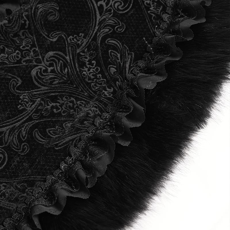 DEVIL FASHION Women's Gothic Jacquard Rose Beaded Cape