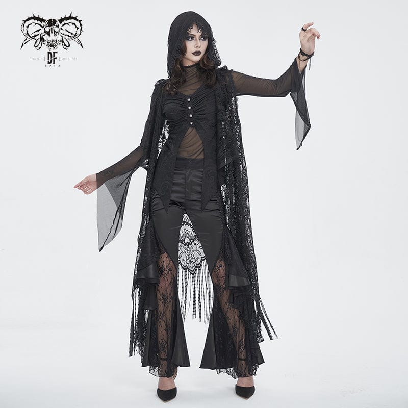 DEVIL FASHION Women's Gothic Lace Floral Flared Pants