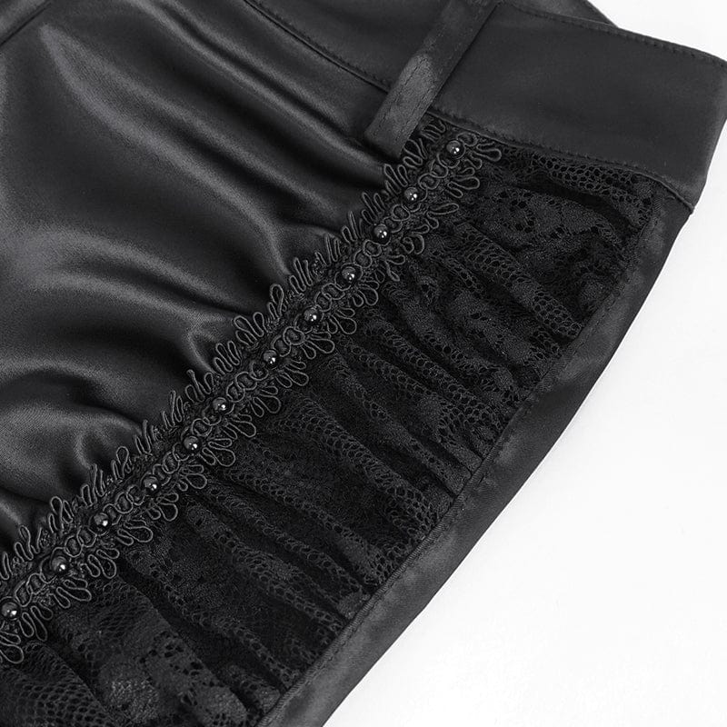 DEVIL FASHION Women's Gothic Lace Floral Flared Pants