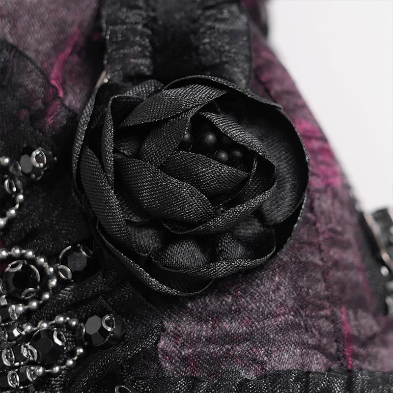 DEVIL FASHION Women's Gothic Lace-Trimmed Rose Cross Bag Black-Red
