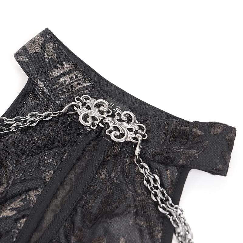 DEVIL FASHION Women's Gothic Off-the-shoulder Cutout Side Slit Gown Dress