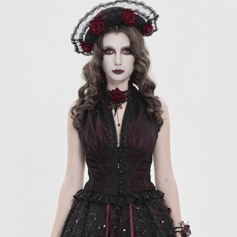 DEVIL FASHION Women's Gothic Plunging Cutout Sleeveless Vest