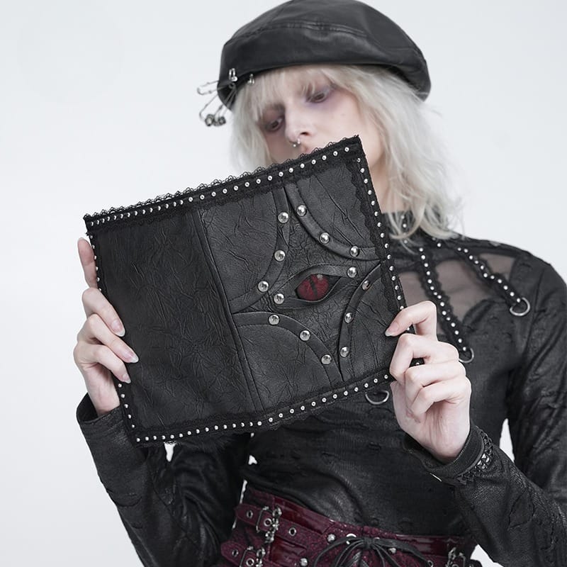DEVIL FASHION Women's Gothic Rivet Evil Eye Lace-Trimmed Journal Cover