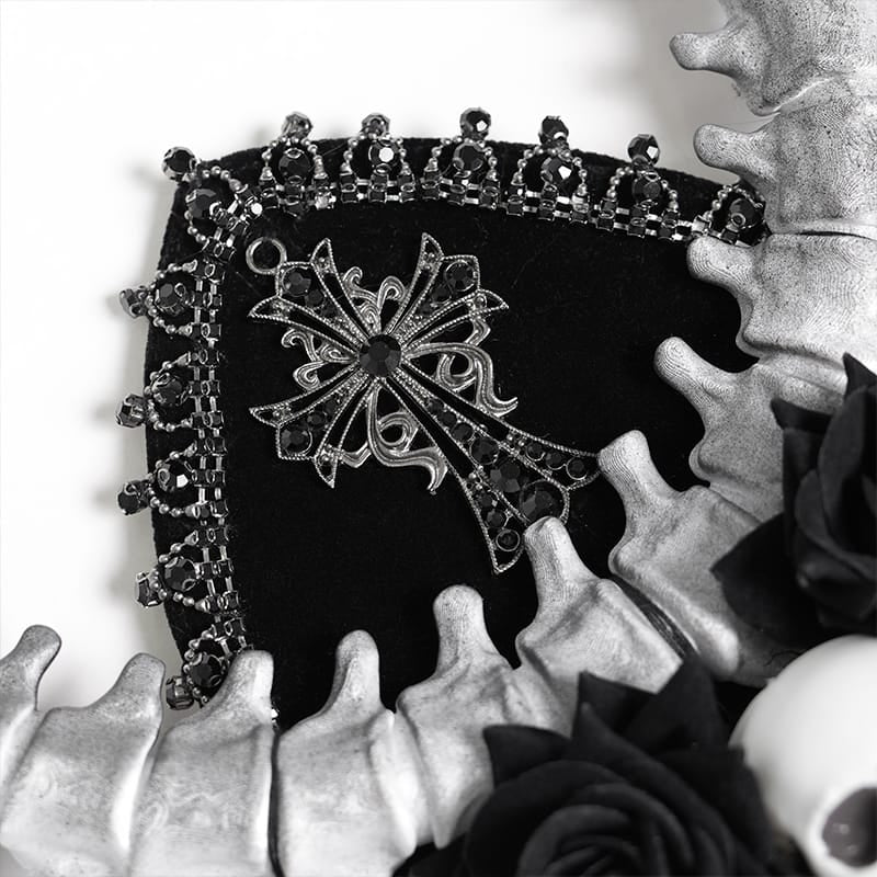DEVIL FASHION Women's Gothic Rose Cross Skull Headwear