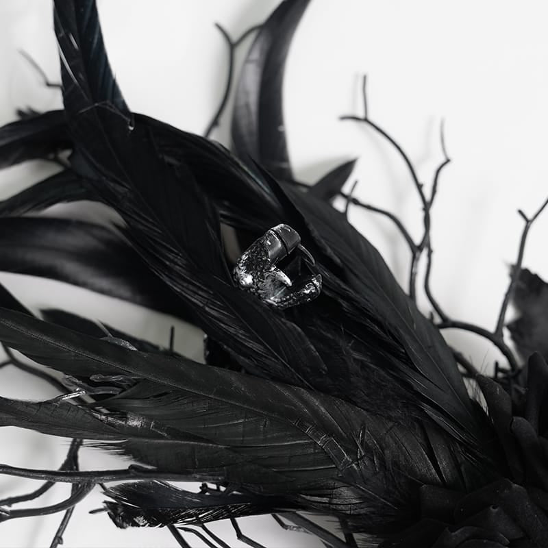 DEVIL FASHION Women's Gothic Rose Feather Snake Scepter