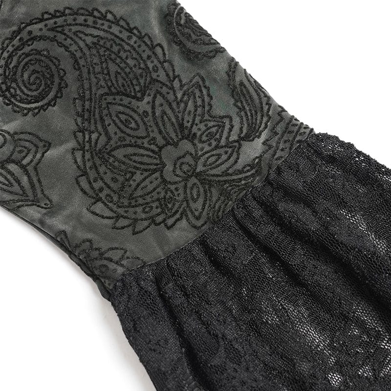 DEVIL FASHION Women's Gothic Ruffle Irregular Off Shoulder Slip Shirt