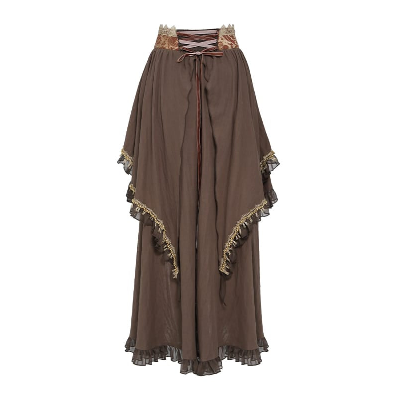 DEVIL FASHION Women's Gothic Ruffle Rose Irregular Hem Skirt