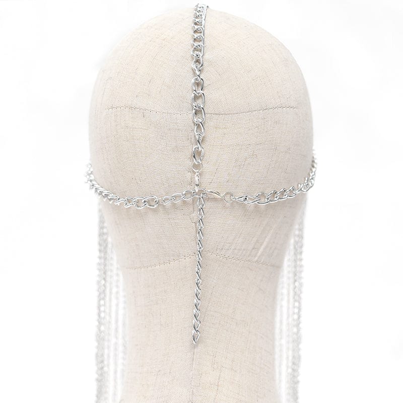 DEVIL FASHION Women's Gothic Skull Tassel Chained Headwear