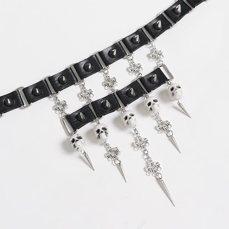 DEVIL FASHION Women's Gothic Spiked Skull Choker Necklace
