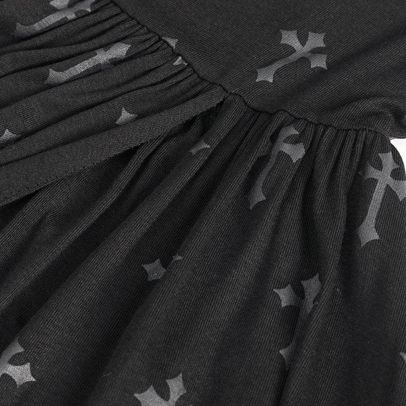 DEVIL FASHION Women's Gothic Strappy Split Maxi Dress with Shorts