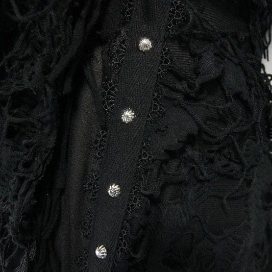 DEVIL FASHION Women's Lace and Trimming Goth Style Mid Length Hooded Dress