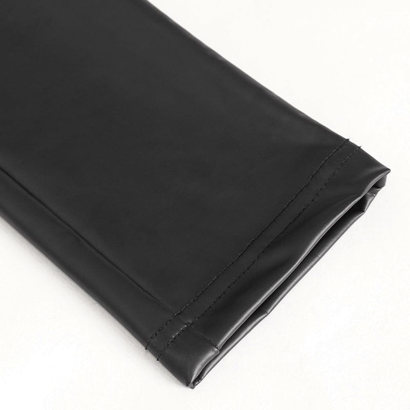 DEVIL FASHION Women's Punk Chain Stud Faux Leather Pants