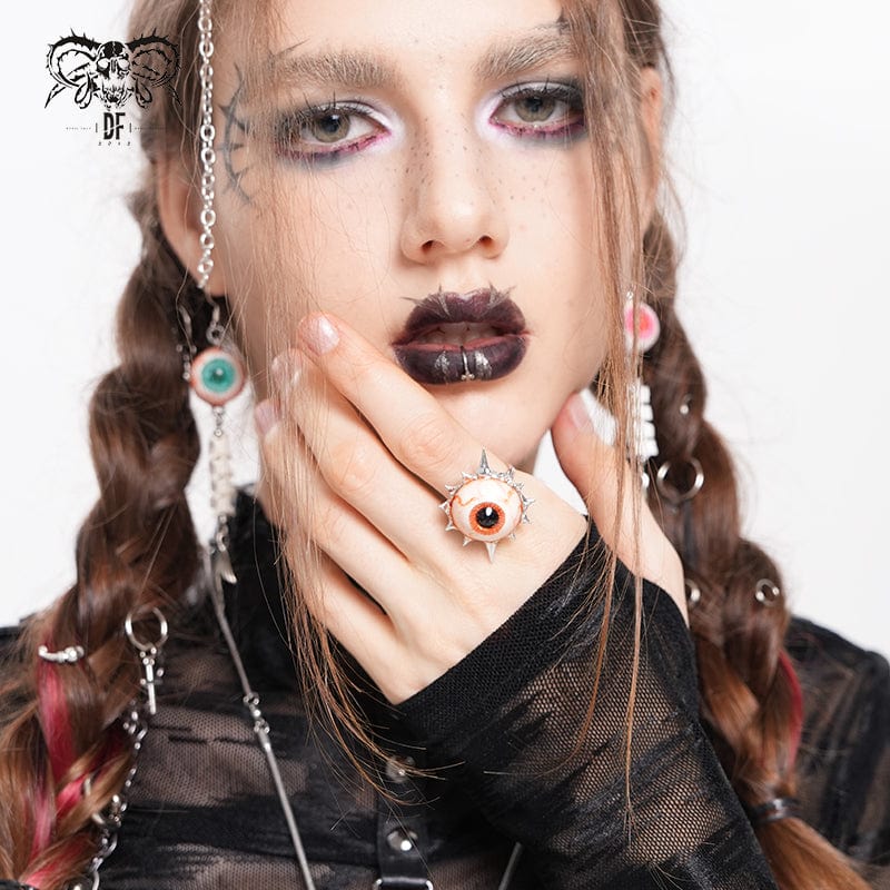 DEVIL FASHION Women's Punk Eyeball Ring with Thorns