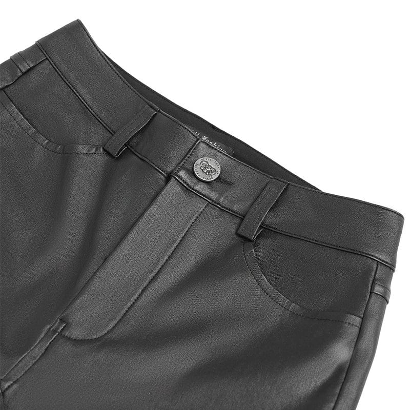 DEVIL FASHION Women's Punk Eyelet Strap Lace-up Pants