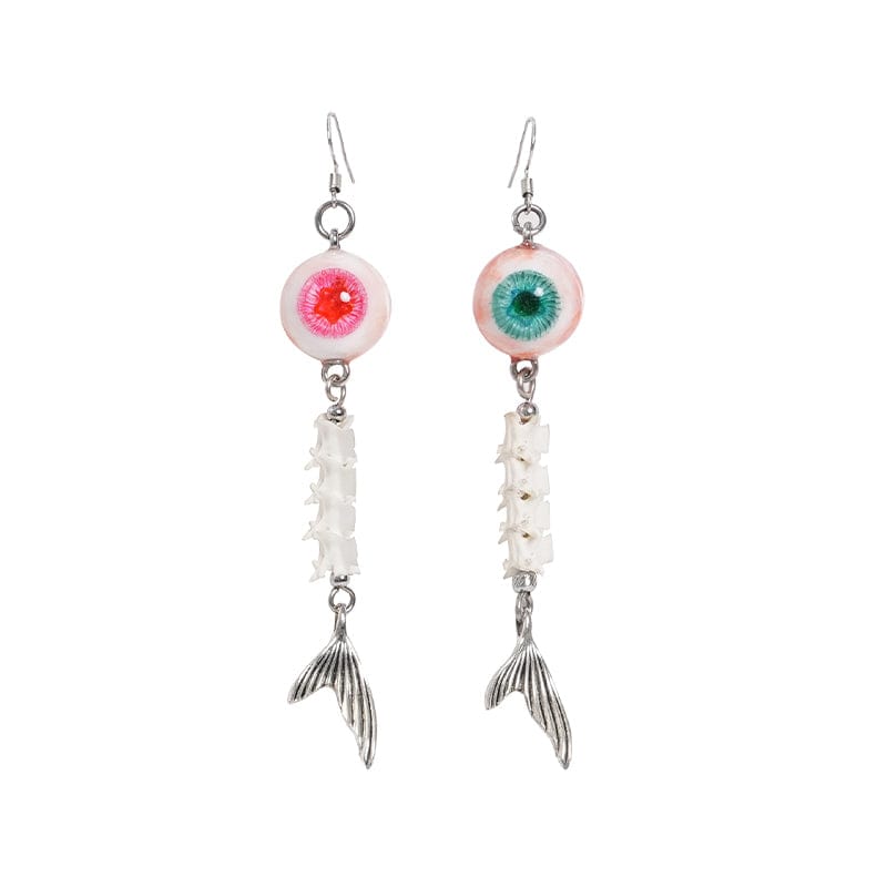 DEVIL FASHION Women's Punk Fishtail Eyeball Earrings