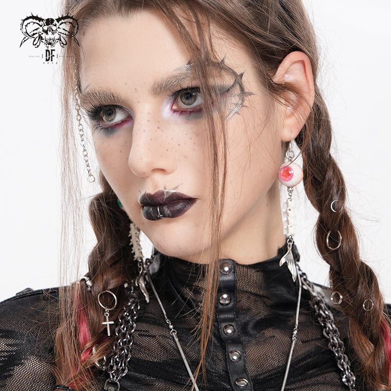 DEVIL FASHION Women's Punk Fishtail Eyeball Earrings