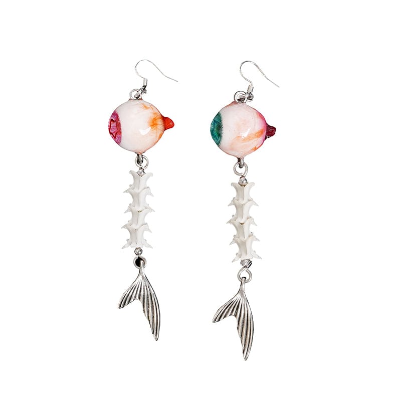 DEVIL FASHION Women's Punk Fishtail Eyeball Earrings