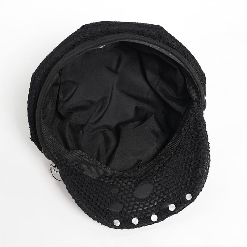 DEVIL FASHION Women's Punk Goat Skull Skeleton Hand Studded Hat