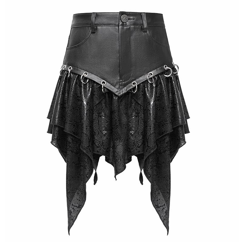 DEVIL FASHION Women's Punk Irregular High-waisted Short Skirt