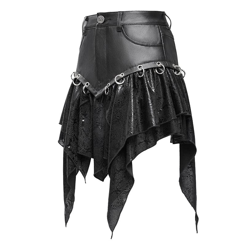DEVIL FASHION Women's Punk Irregular High-waisted Short Skirt