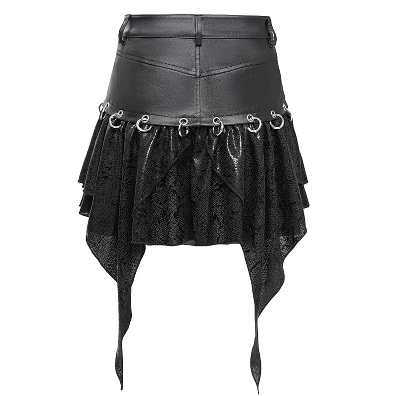 DEVIL FASHION Women's Punk Irregular High-waisted Short Skirt