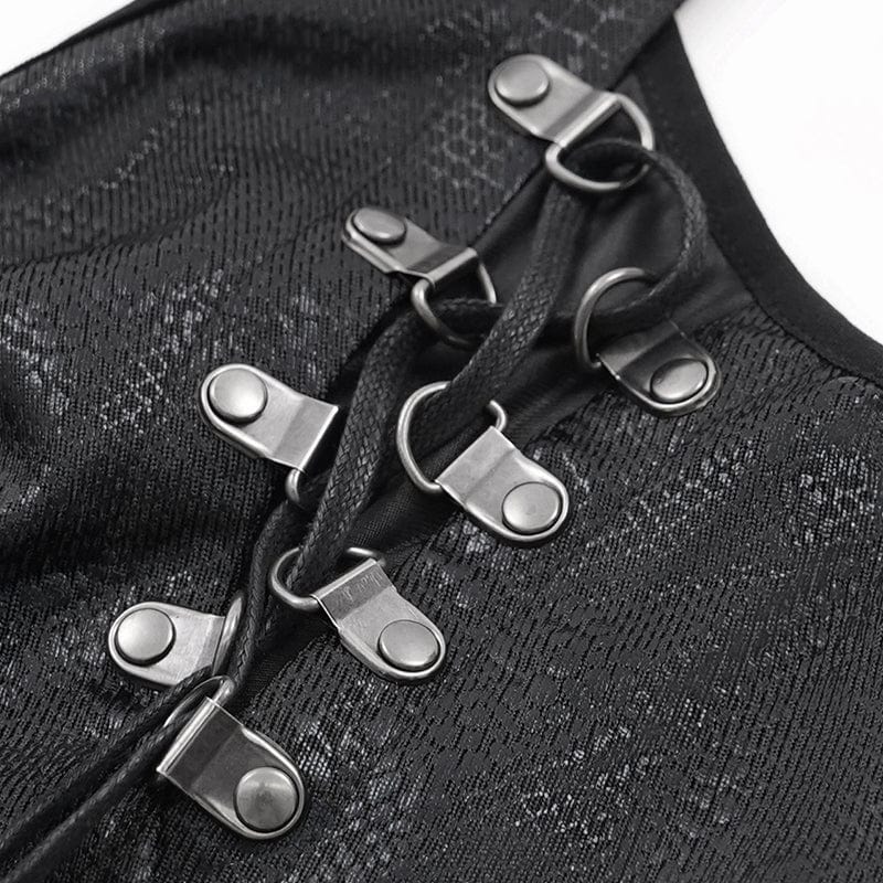 DEVIL FASHION Women's Punk Irregular Mesh Splice Tank Top