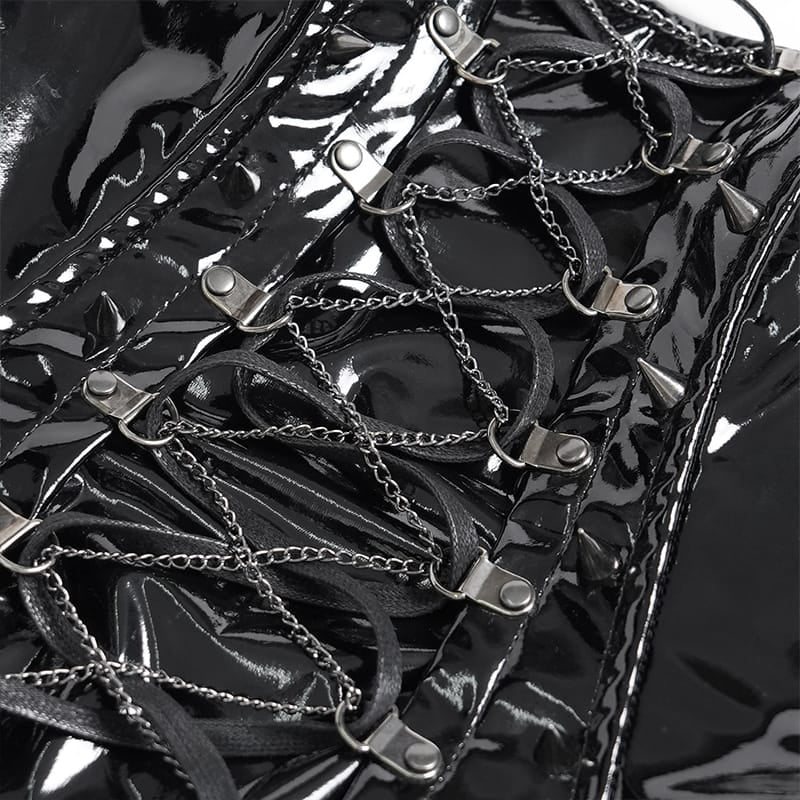 DEVIL FASHION Women's Punk Lace-up Irregular Slip Overbust Corset