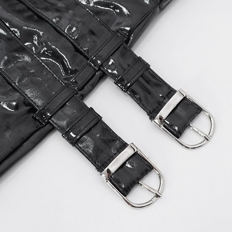 DEVIL FASHION Women's Punk Lace-Up Multi-buckle Gloves