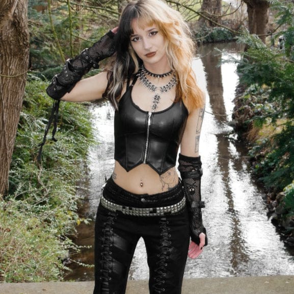 DEVIL FASHION Women's Punk Mesh Multi-buckle Gloves