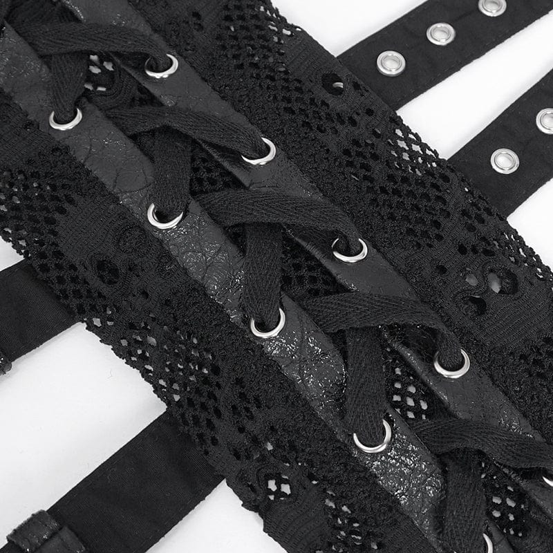 DEVIL FASHION Women's Punk Mesh Multi-buckle Gloves