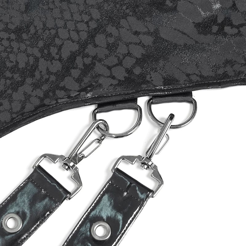 DEVIL FASHION Women's Punk Mesh Splice Cutout Dress with Detachable Strap