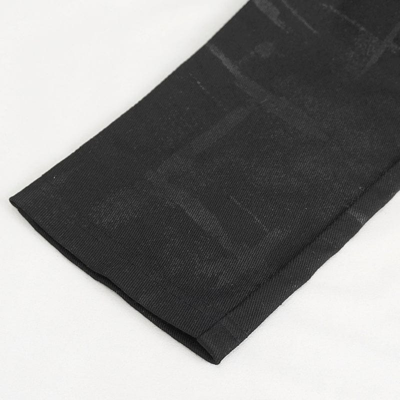 DEVIL FASHION Women's Punk Multi-buckle Splice Pants