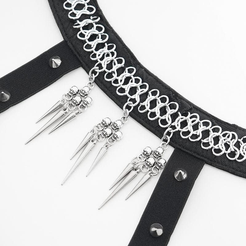 DEVIL FASHION Women's Punk Off-the-shoulder Ripped Shirt