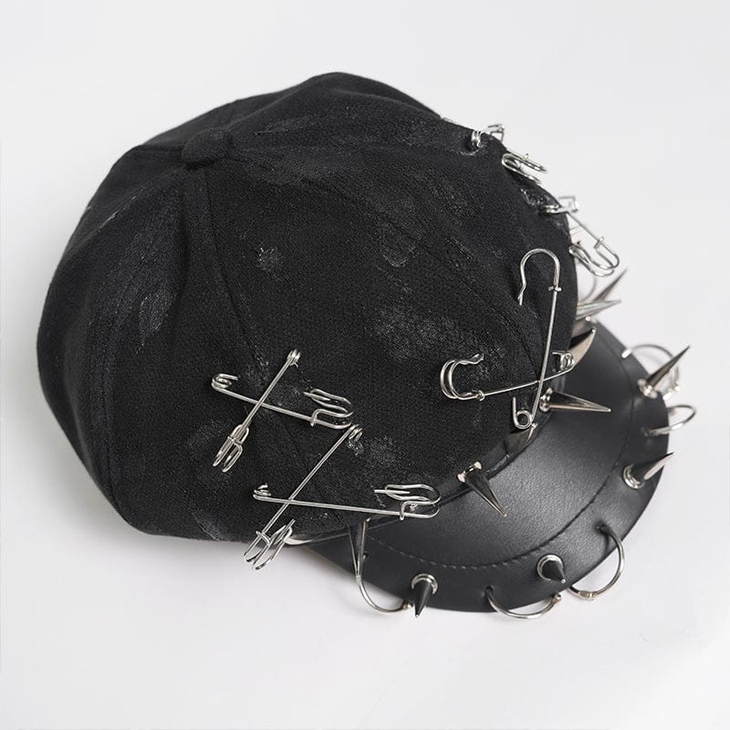 DEVIL FASHION Women's Punk Paper Clip Studded Ring Hat