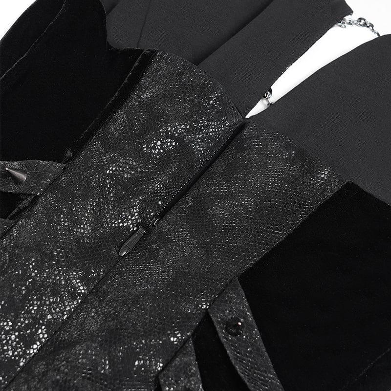 DEVIL FASHION Women's Punk Rivets Strap Chain Halterneck Dress