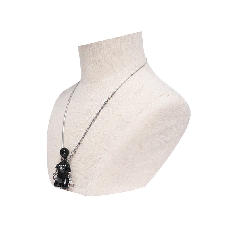 DEVIL FASHION Women's Punk Sci-fi Weird Alien Necklace Black