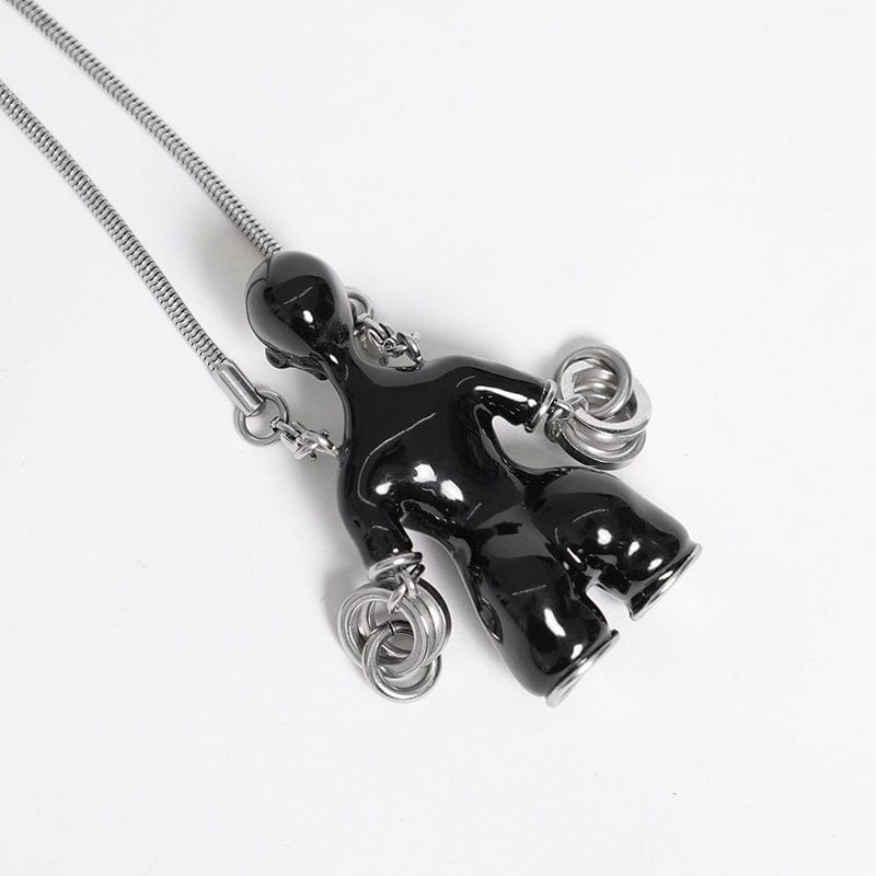 DEVIL FASHION Women's Punk Sci-fi Weird Alien Necklace Black