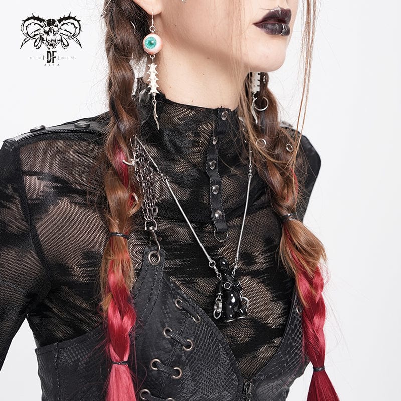 DEVIL FASHION Women's Punk Sci-fi Weird Alien Necklace Black