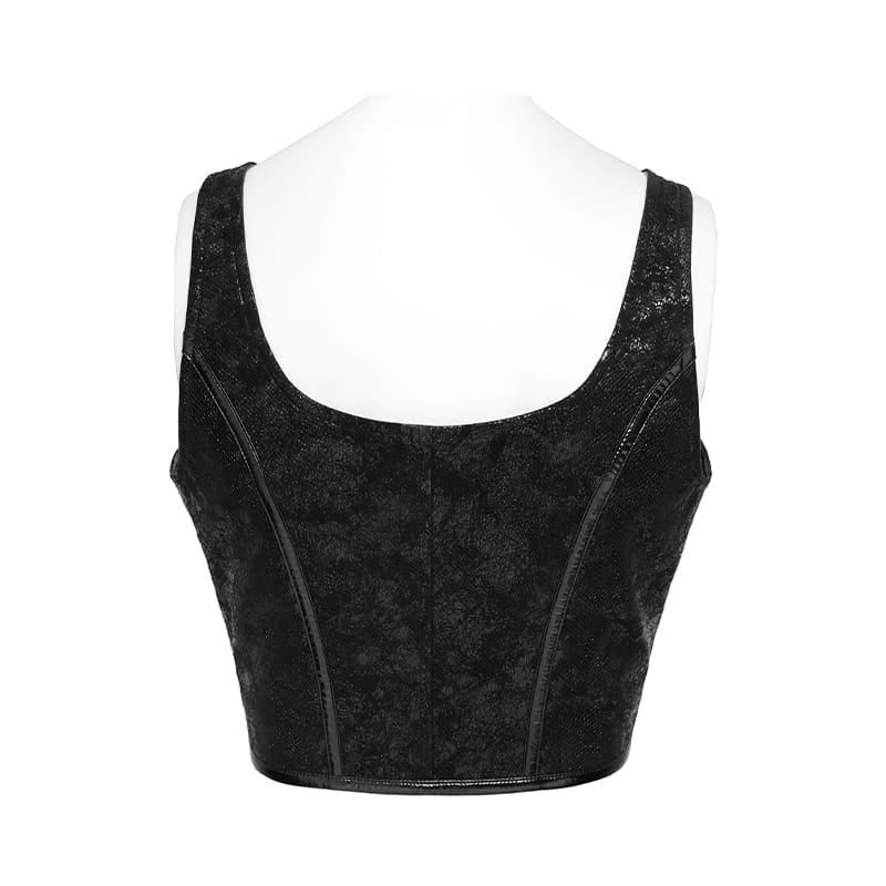 DEVIL FASHION Women's Punk Spiked Front Zipper Bustier